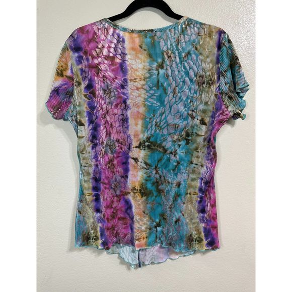 Jane & Eric Women's Pleated Metallic 70's Inspired Top With Black Lining Size L - Picture 4 of 4